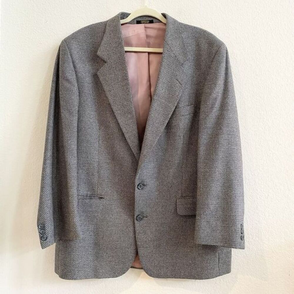 Hardwick Men's Wool Blazer Brown Herringbone Wool Tweed Jacket Size 42R
